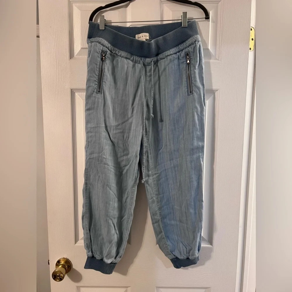CLOTH & STONE Chambray Joggers Pull On Blue Pockets Womens Small